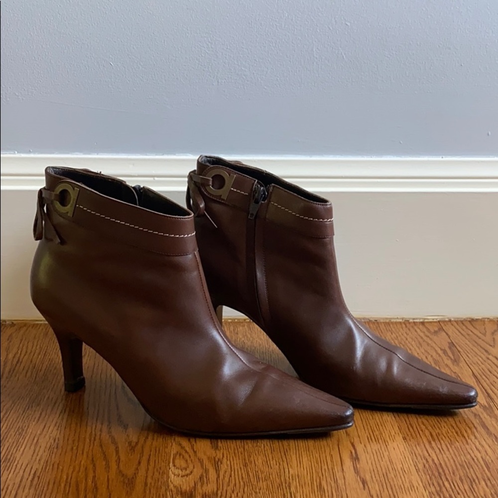 Salvatore Ferragamo Brown Leather Booties